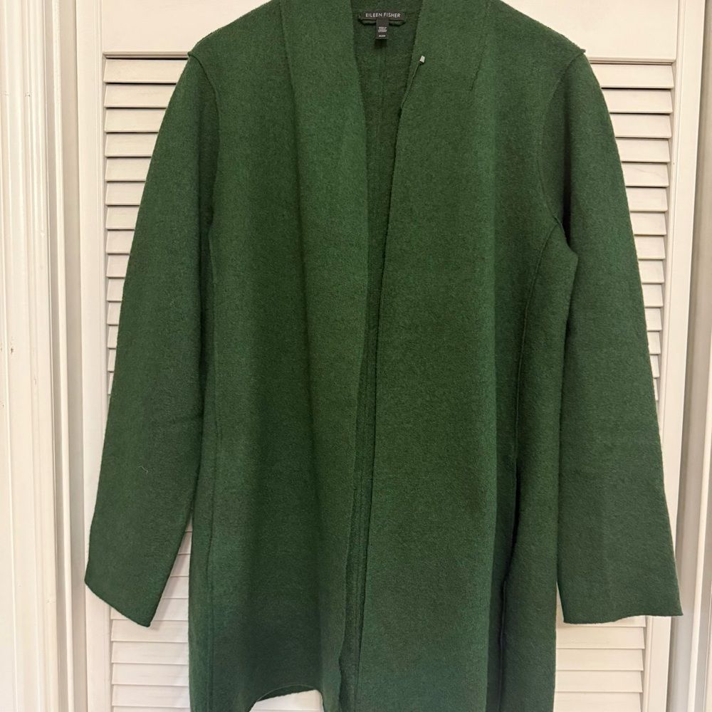 Eileen Fisher Forest Green Long Cardigan